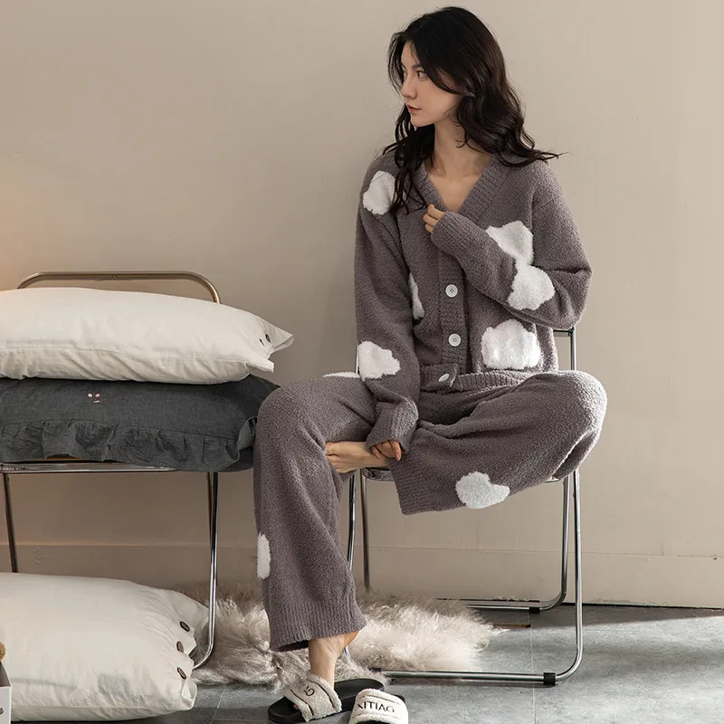 XIAFENYAN Pajama Set Women's Gray-6