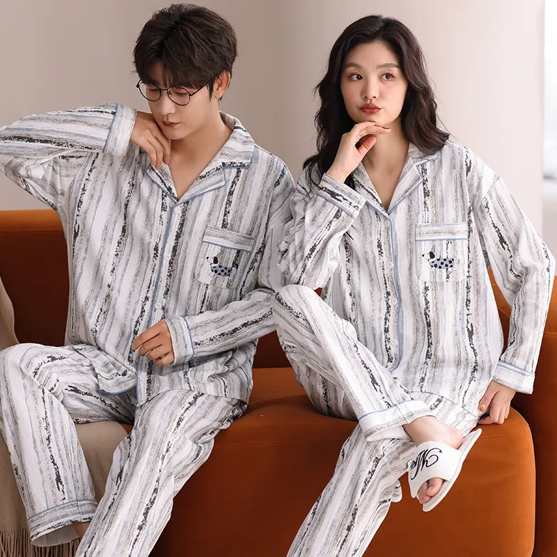 XIAFENYAN Pajama Set Men's Gray Apricot-4