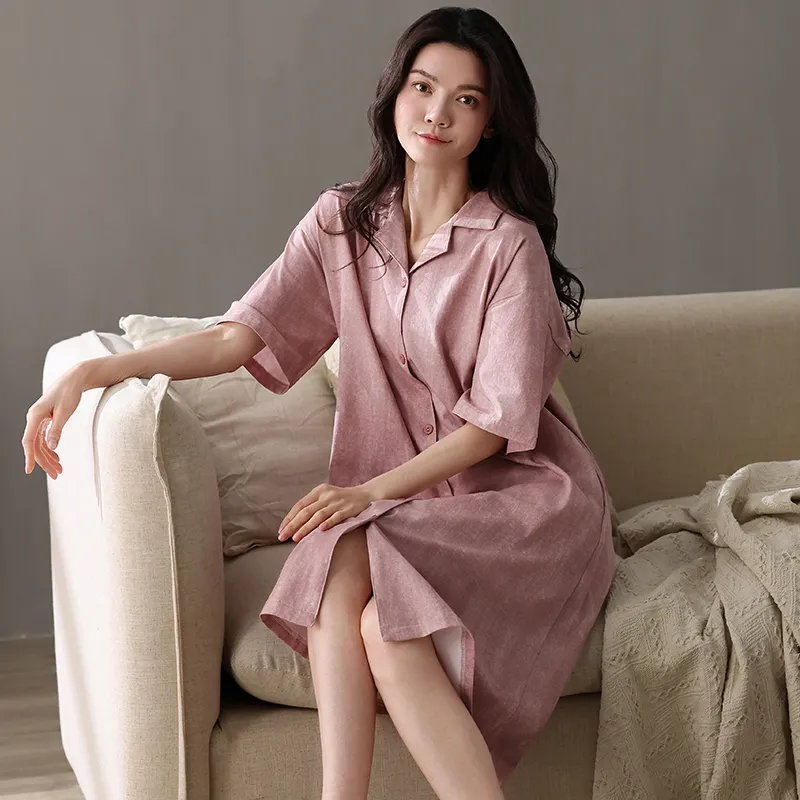 XIAFENYAN Nightgown Women's Pink-4