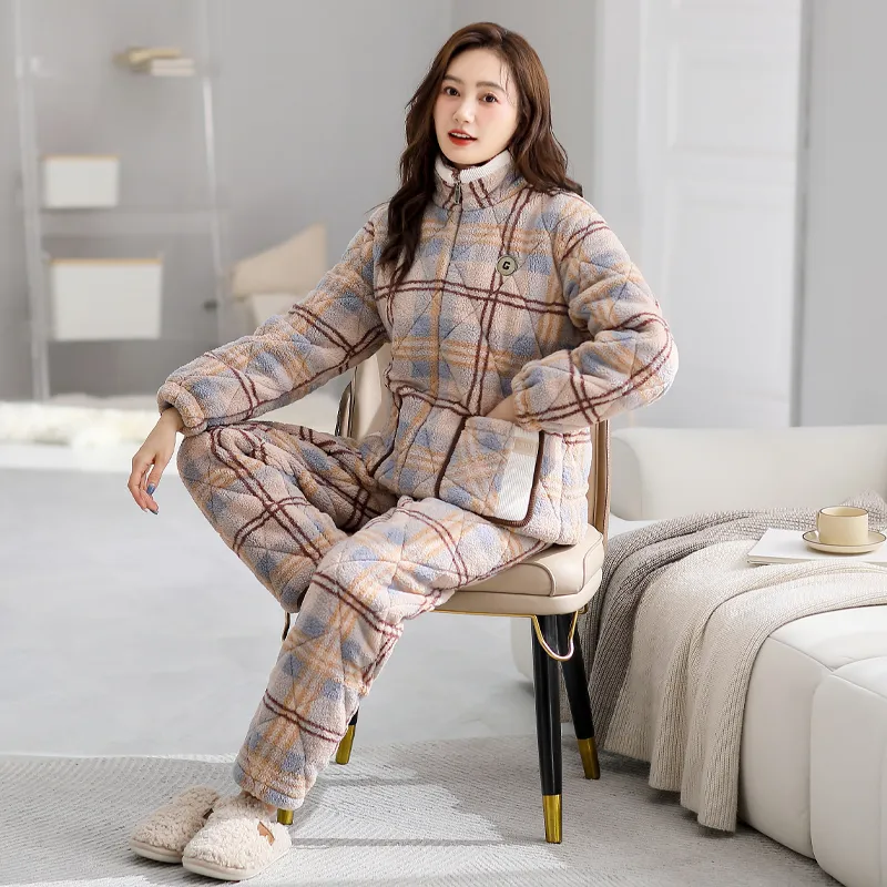 XIAFENYAN Pajama Set Women's Milk Coffee-4