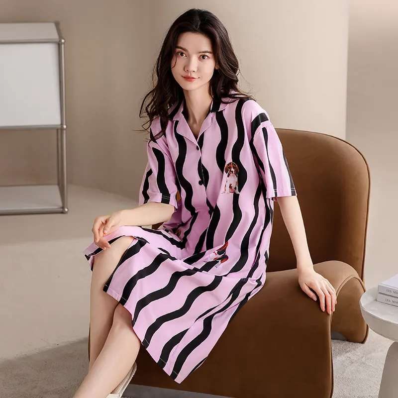 XIAFENYAN Nightgown Women's Pink-4