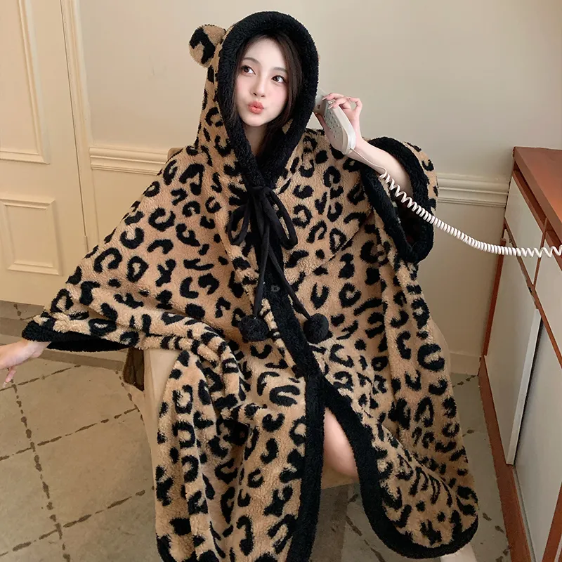XIAFENYAN Pajama Robe Women's Brown-5