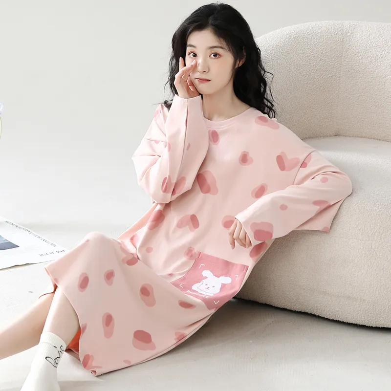 XIAFENYAN Nightgown Women's Pink-3