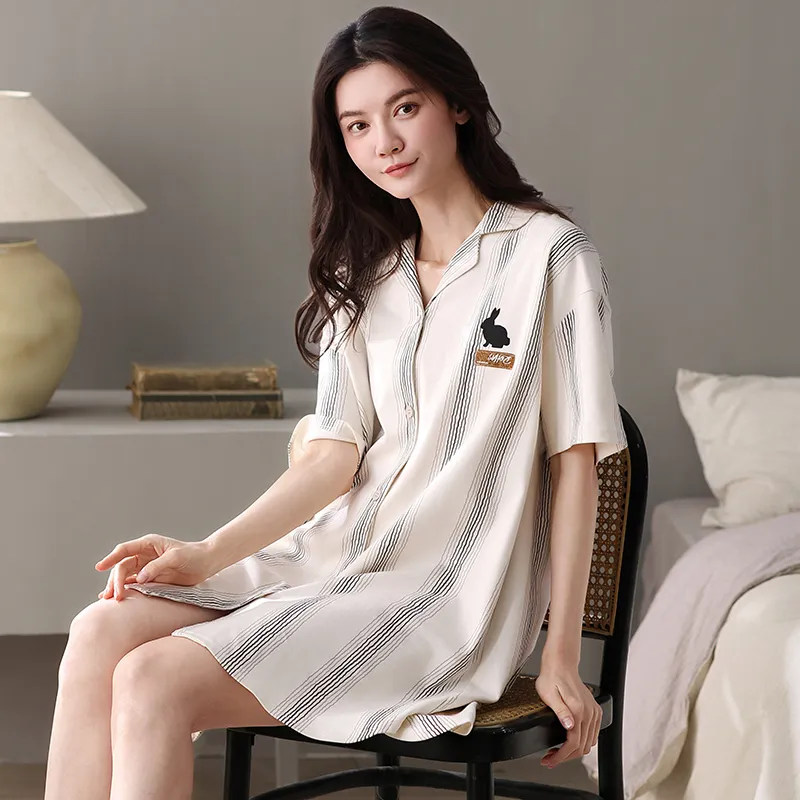 XIAFENYAN Nightgown Women's Apricot-1