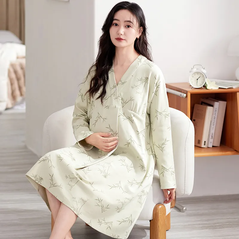 XIAFENYAN Nightgown Women's Green-2