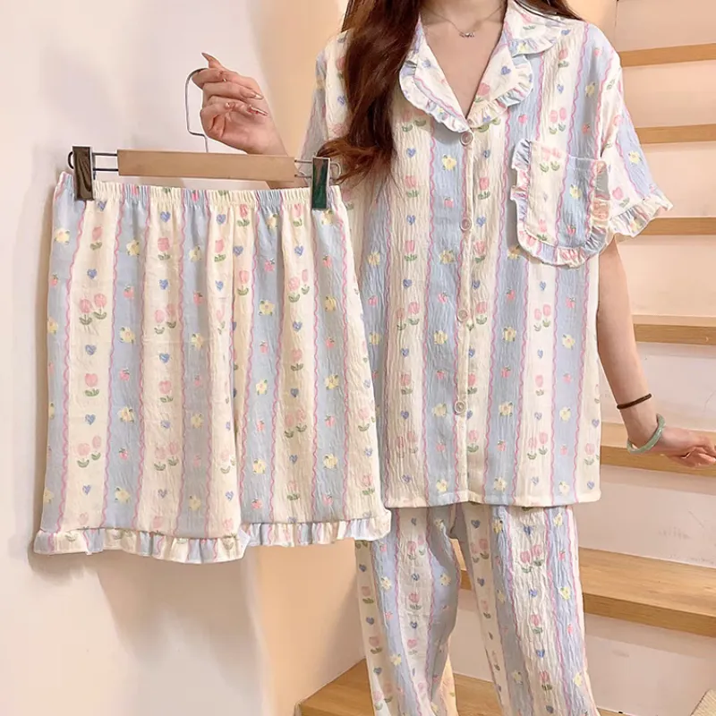 XIAFENYAN Pajama Set Women's Light Blue-4
