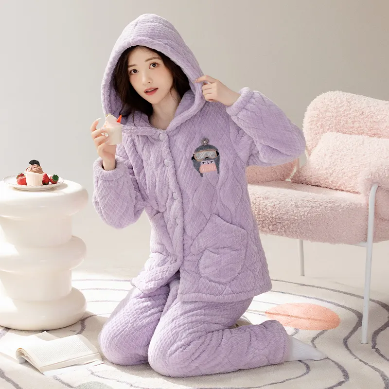 XIAFENYAN Pajama Set Women's Colored Glaze Purple-2