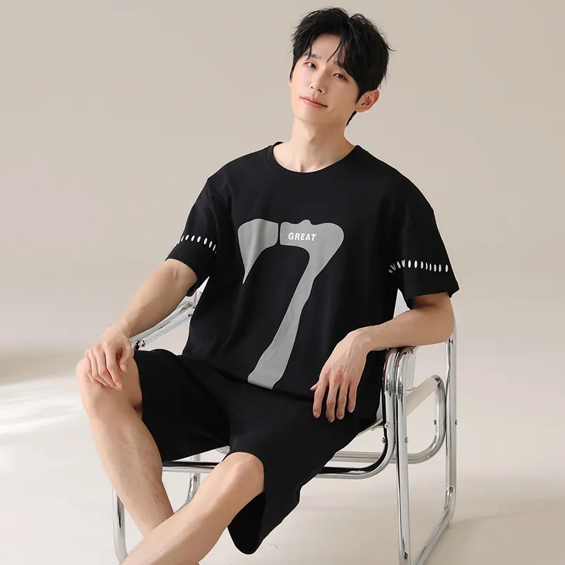 XIAFENYAN Pajama Set Men's Black-5