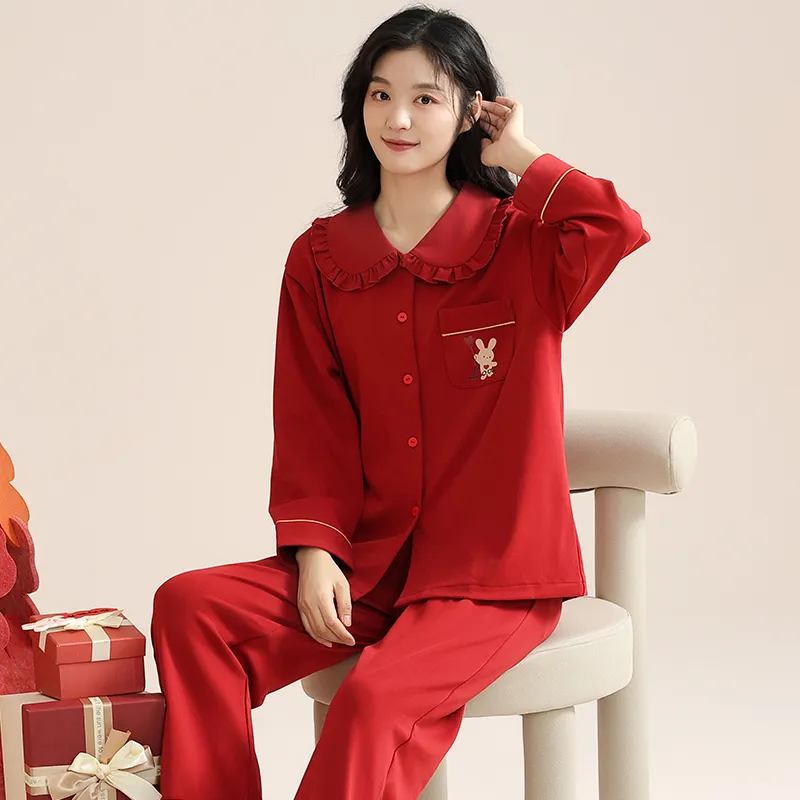 XIAFENYAN Pajama Set Women's Red-5