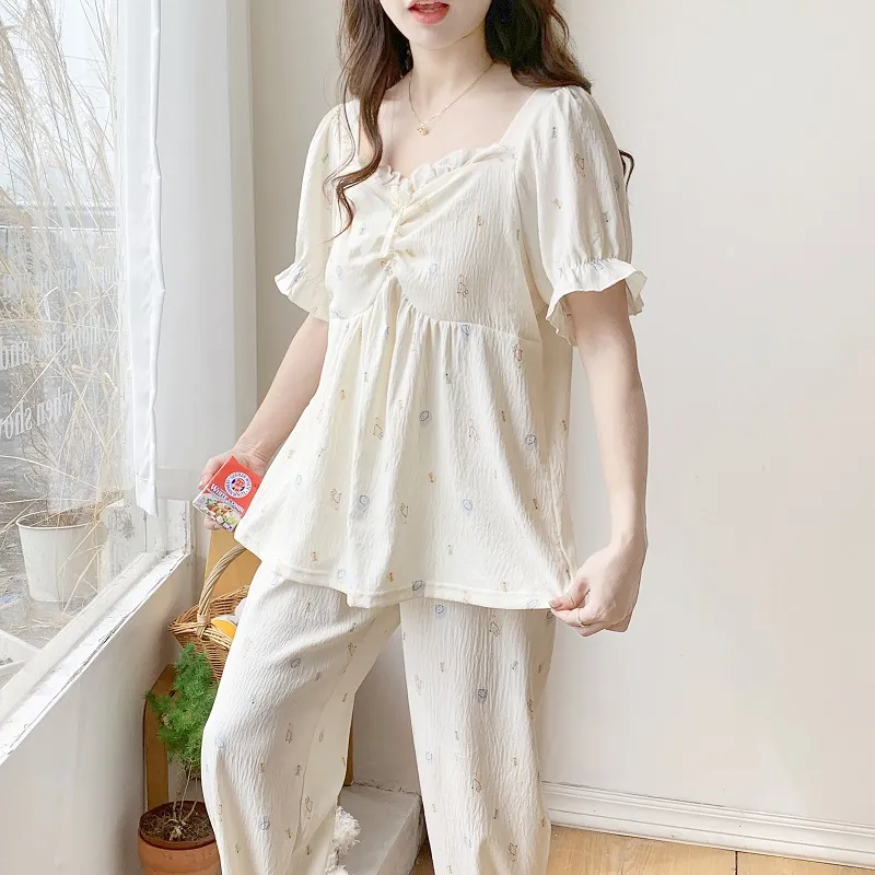 XIAFENYAN Pajama Set Women's Apricot-4