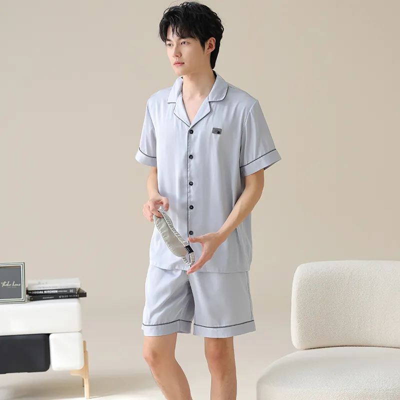 XIAFENYAN Pajama Set Men's Light Blue-6