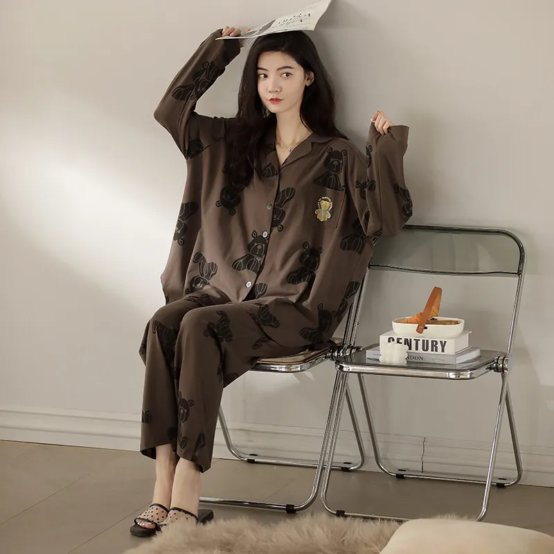 XIAFENYAN Pajama Set Women's Brown-2