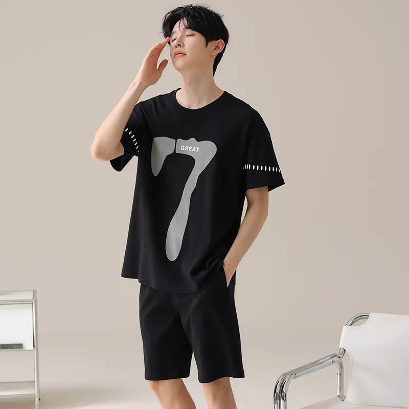 XIAFENYAN Pajama Set Men's Black-2
