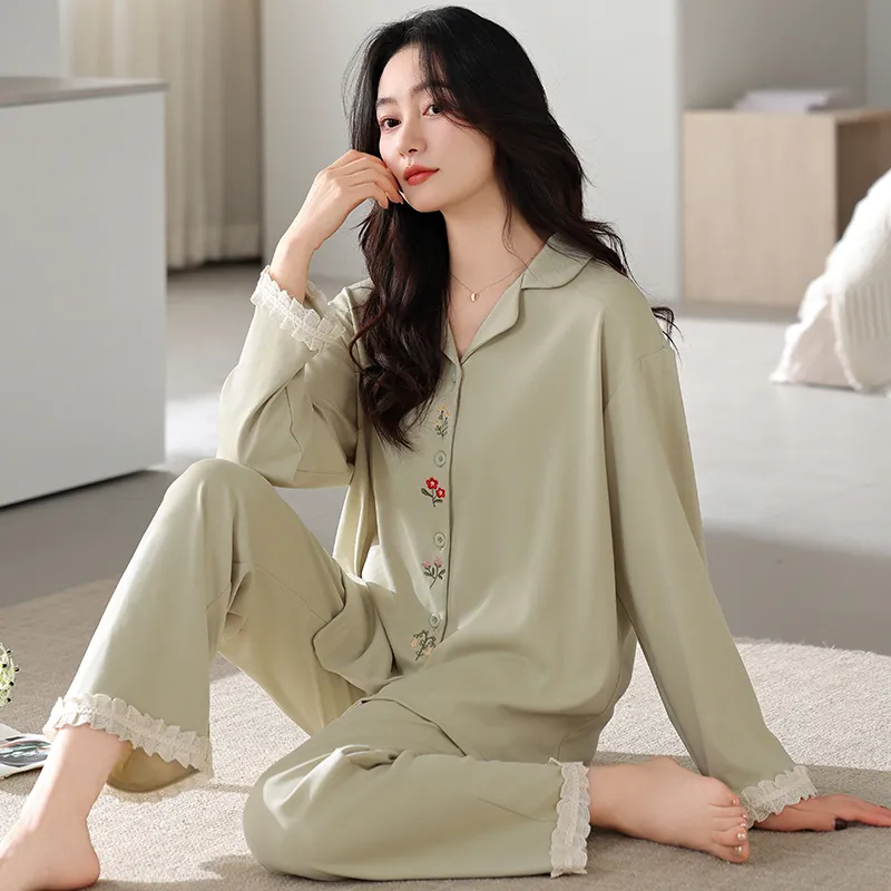 XIAFENYAN Pajama Set Women's Green-4