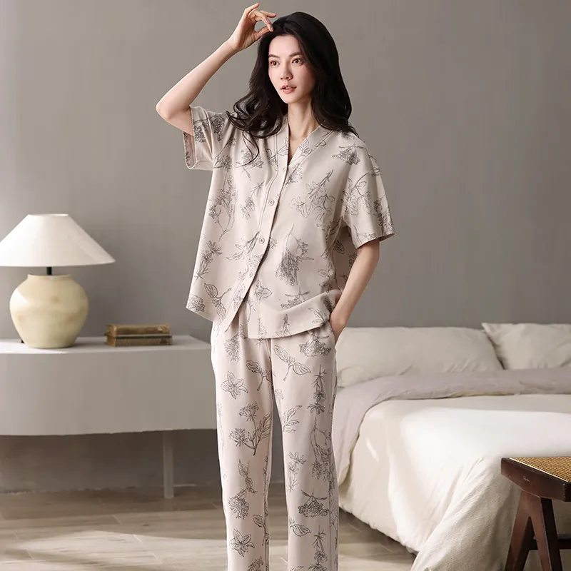 XIAFENYAN Pajama Set Women's Light Brown-6