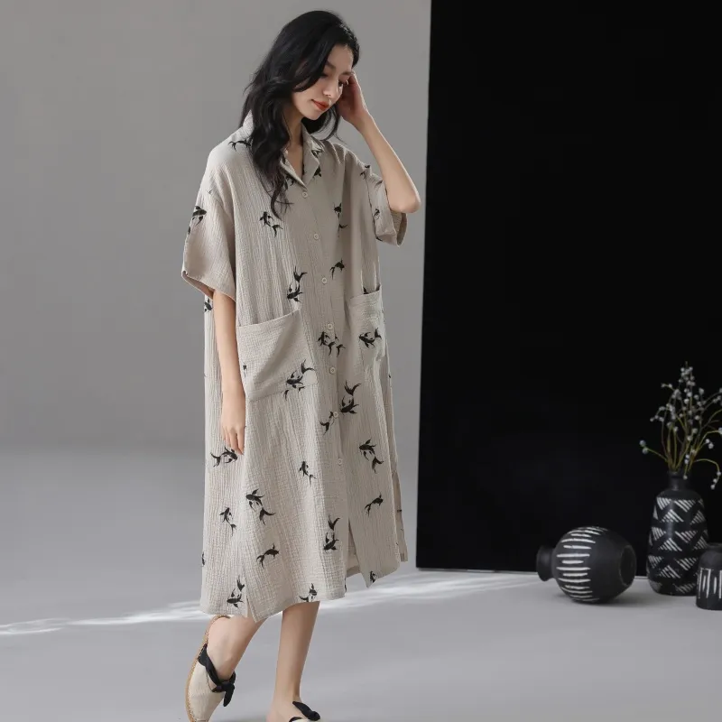 XIAFENYAN Nightgown Women's Gray-1