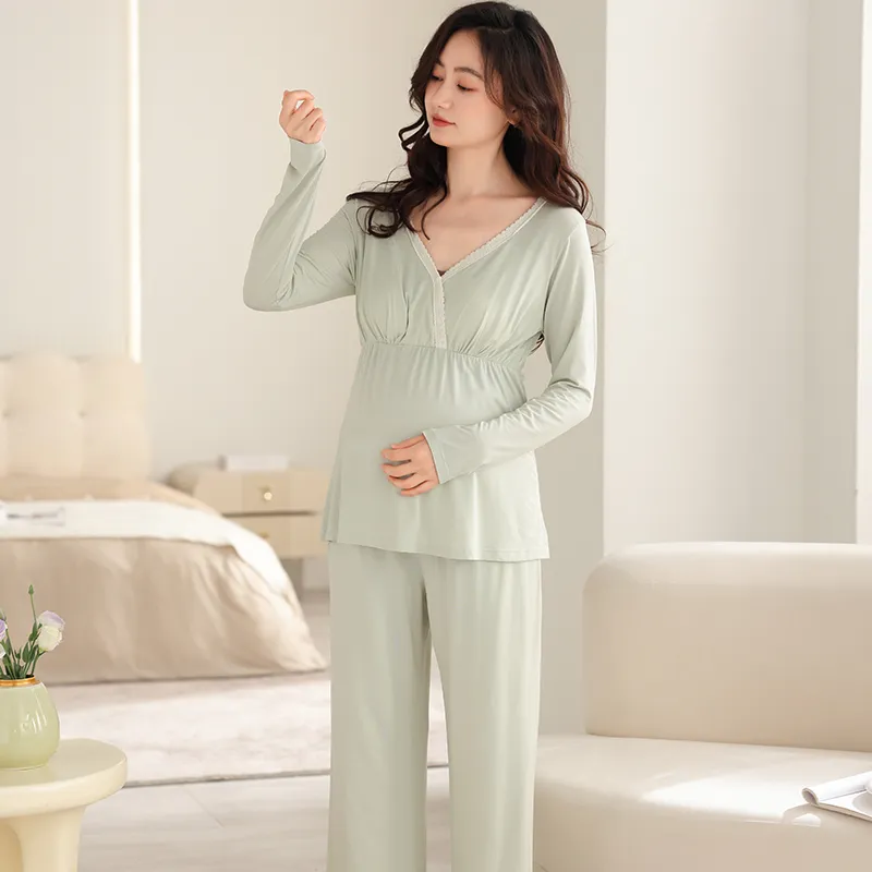 XIAFENYAN Pajama Set Women's Green-5