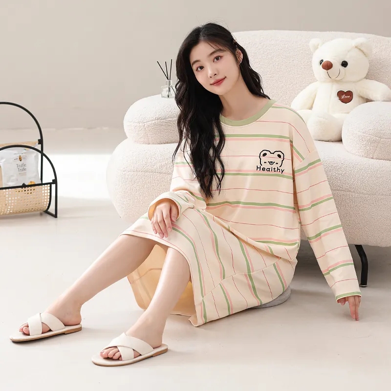 XIAFENYAN Nightgown Women's Apricot-2