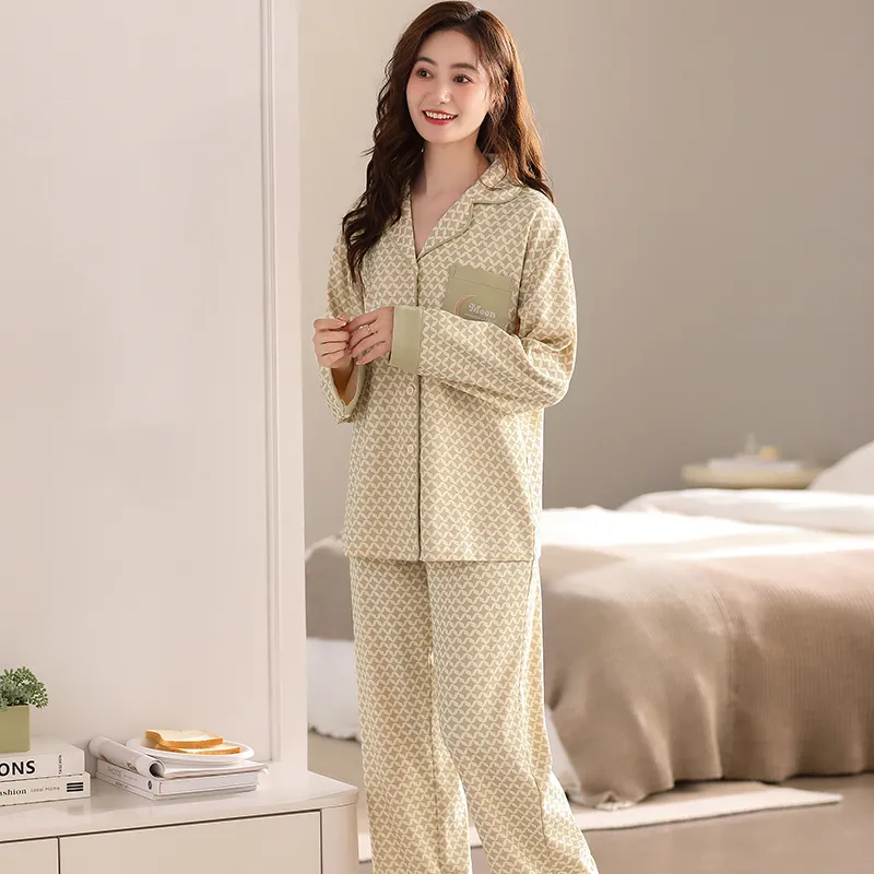 XIAFENYAN Pajama Set Women's Apricot-7