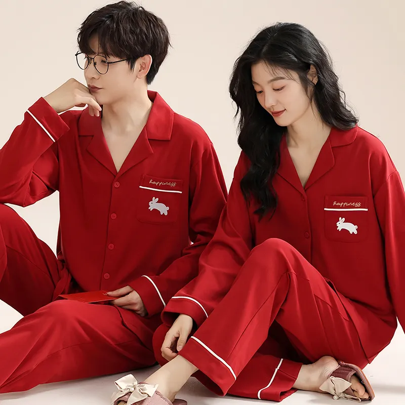 XIAFENYAN Pajama Set Unisex Red-2