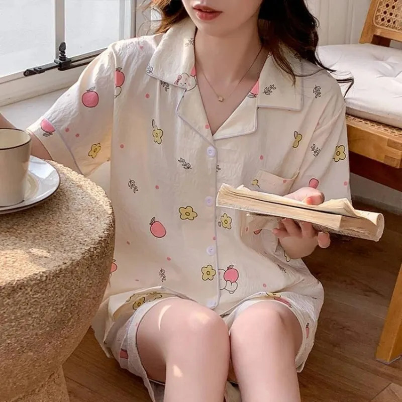 XIAFENYAN Pajama Set Women's Beige Yellow-1