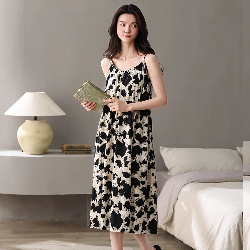XIAFENYAN Nightgown Women's Black-7