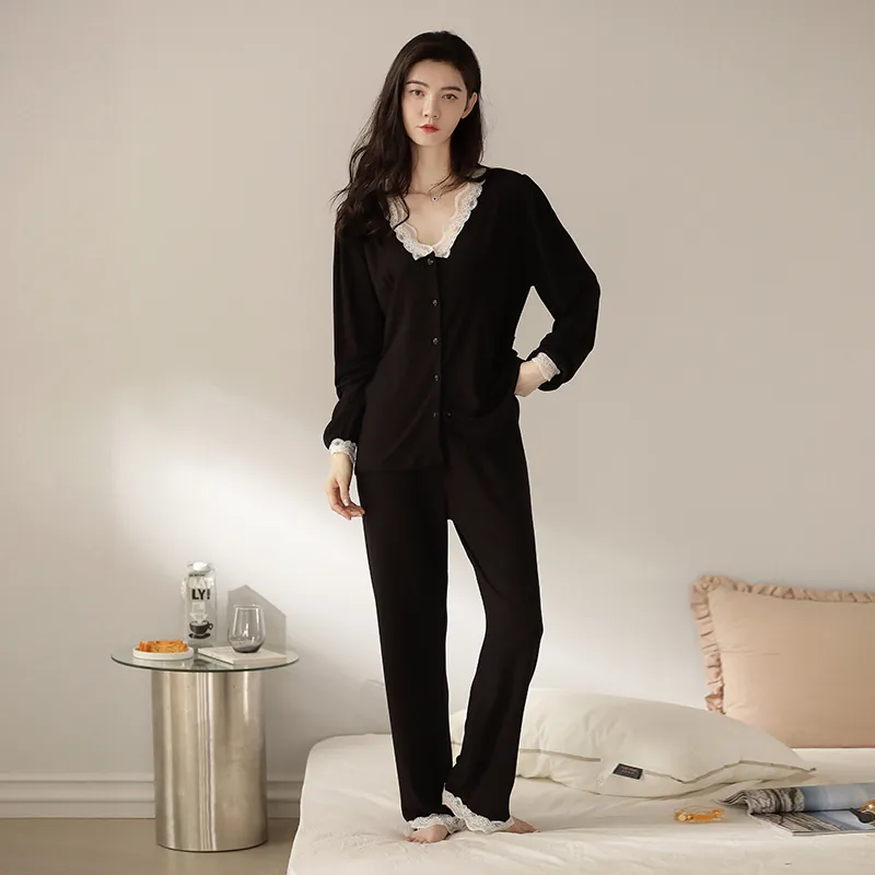 XIAFENYAN Pajama Set Women's Black-5