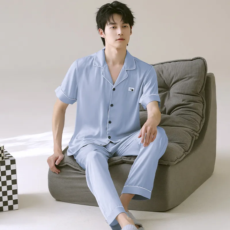 XIAFENYAN Pajama Set Men's Sky Blue-1