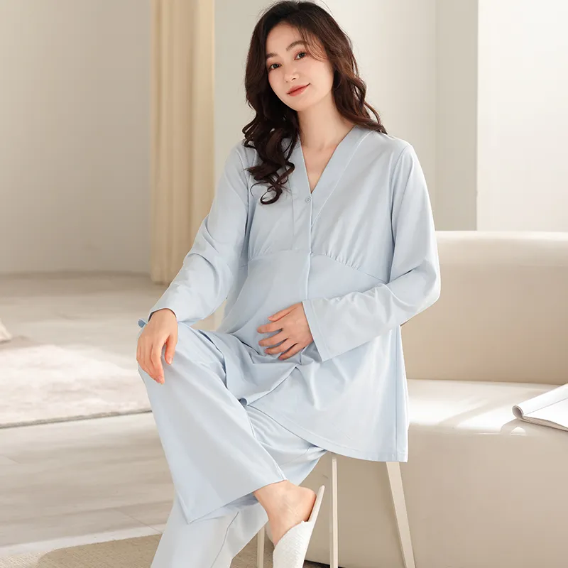 XIAFENYAN Pajama Set Women's Light Blue-3