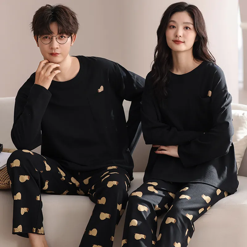XIAFENYAN Pajama Set Unisex Black-3