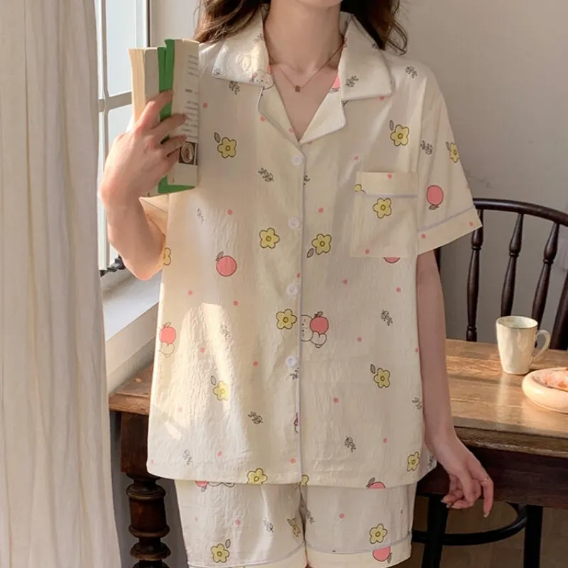 XIAFENYAN Pajama Set Women's Beige Yellow-5