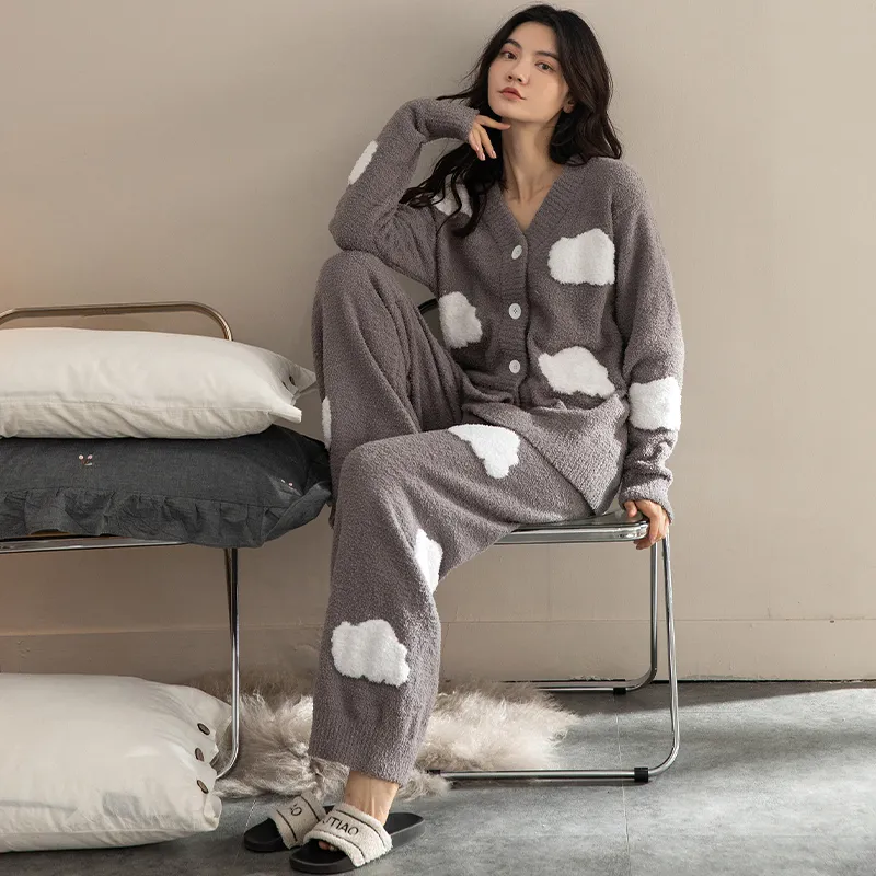 XIAFENYAN Pajama Set Women's Gray-4