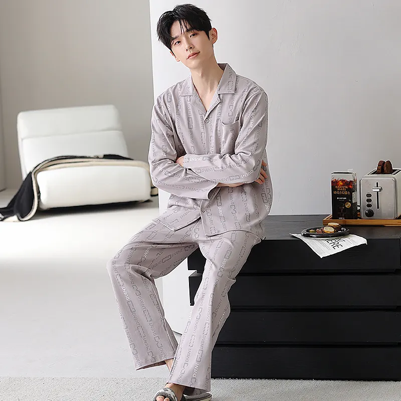 XIAFENYAN Pajama Set Men's Gray-1