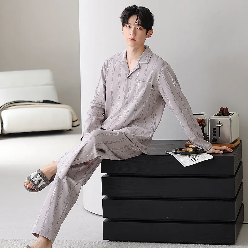 XIAFENYAN Pajama Set Men's Gray-4