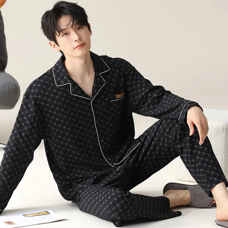 XIAFENYAN Pajama Set Men's Gift Box Set Black-4