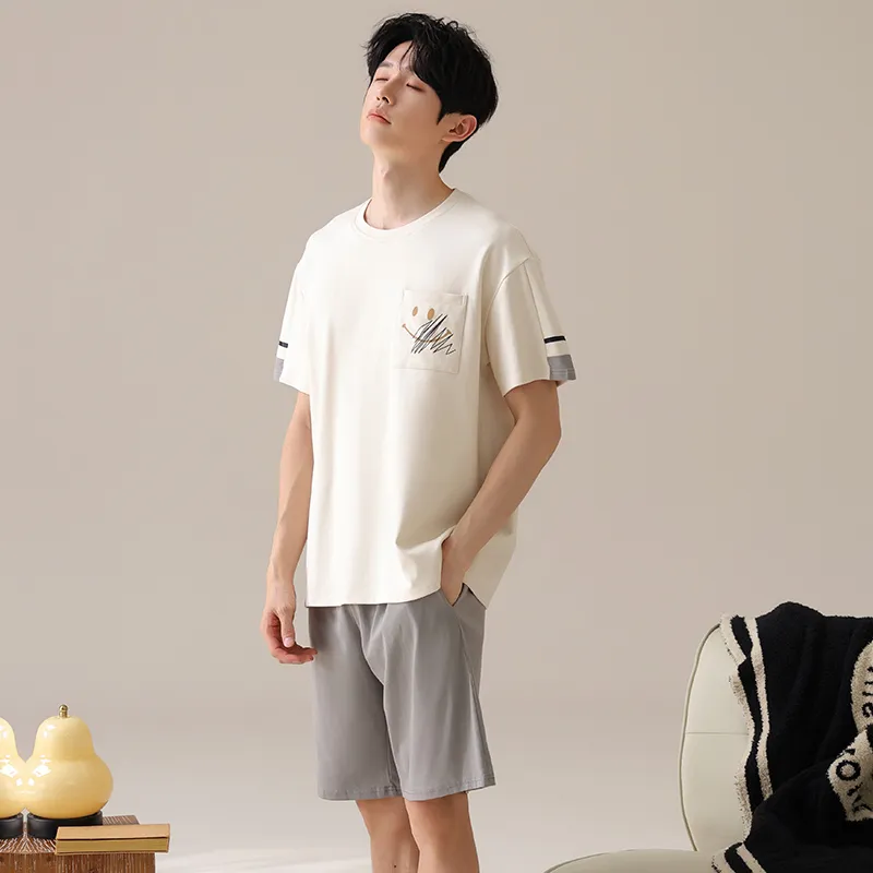 XIAFENYAN Pajama Set Men's Apricot-1