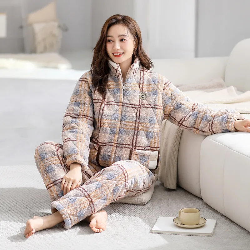 XIAFENYAN Pajama Set Women's Milk Coffee-2