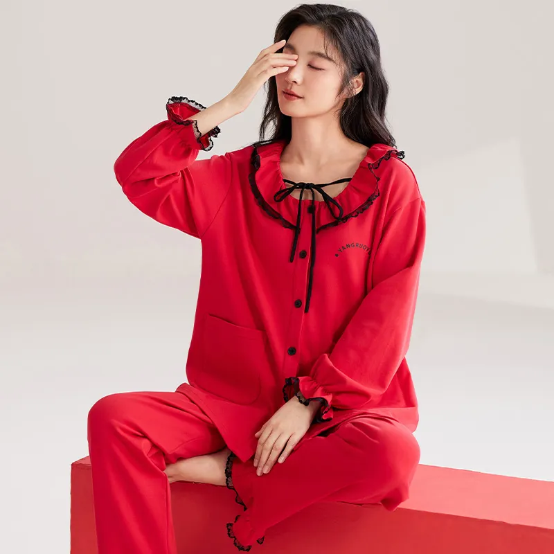 XIAFENYAN Pajama Set Women's Red-3