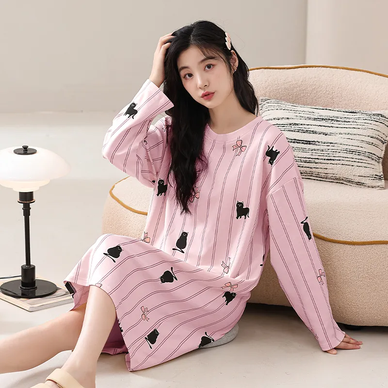 XIAFENYAN Nightgown Women's Pink-4