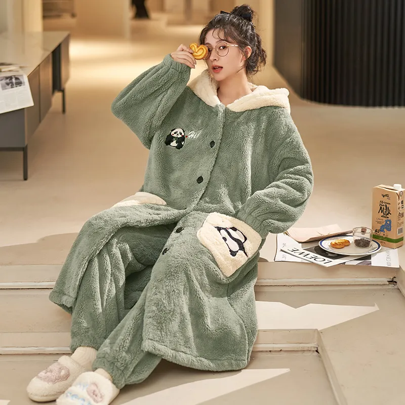 XIAFENYAN Pajama Set Women's Green-4
