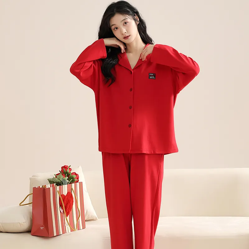 XIAFENYAN Pajama Set Women's Red-6