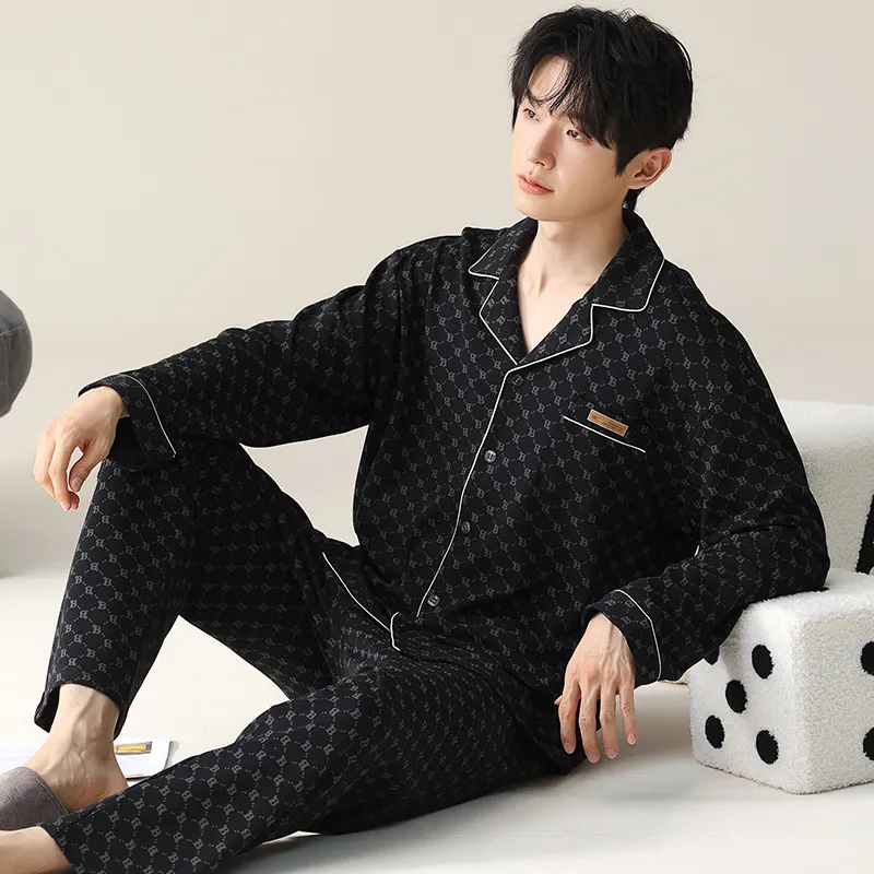 XIAFENYAN Pajama Set Men's Gift Box Set Black-5
