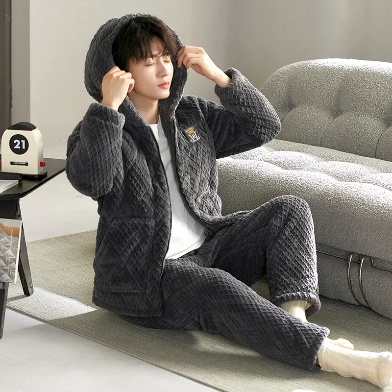 XIAFENYAN Pajama Set Men's Charcoal Gray-1