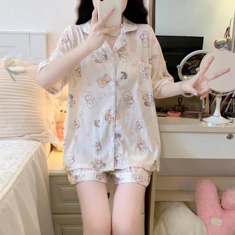 XIAFENYAN Pajama Set Women's Apricot-4