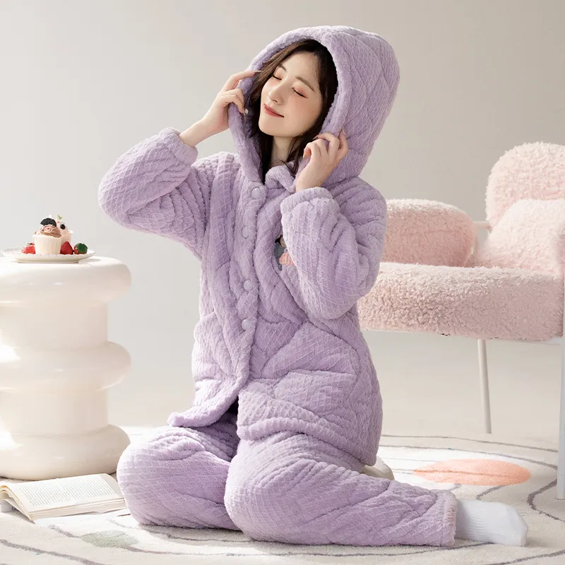 XIAFENYAN Pajama Set Women's Colored Glaze Purple-3