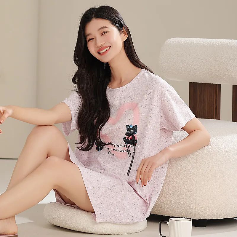 XIAFENYAN Nightgown Women's Light Pink-4