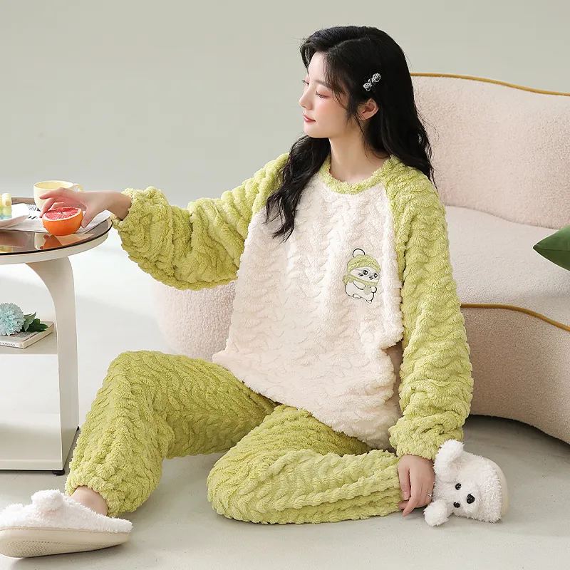 XIAFENYAN Pajama Set Women's Green-2