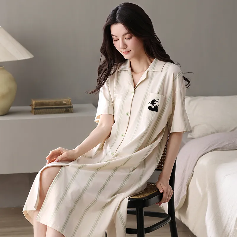 XIAFENYAN Nightgown Women's Apricot-5