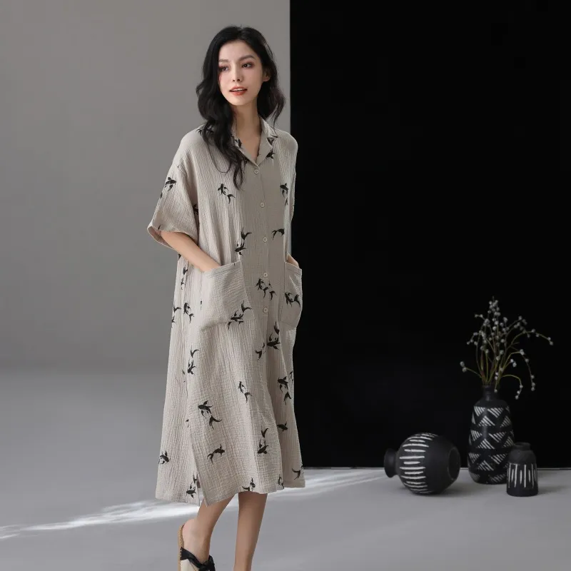 XIAFENYAN Nightgown Women's Gray-5