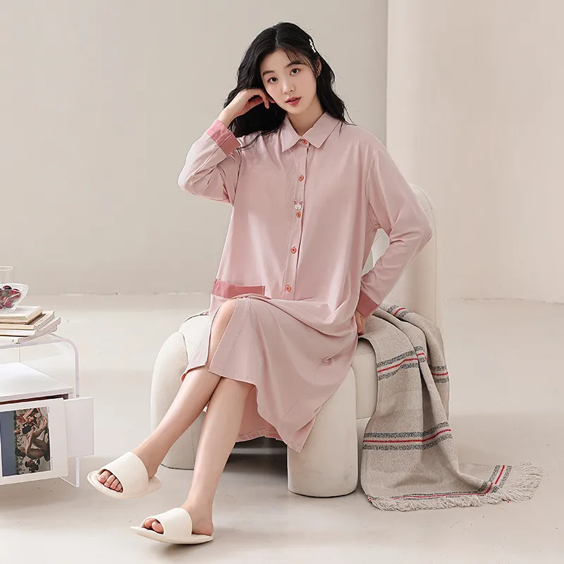 XIAFENYAN Nightgown Women's Soft Pink-5